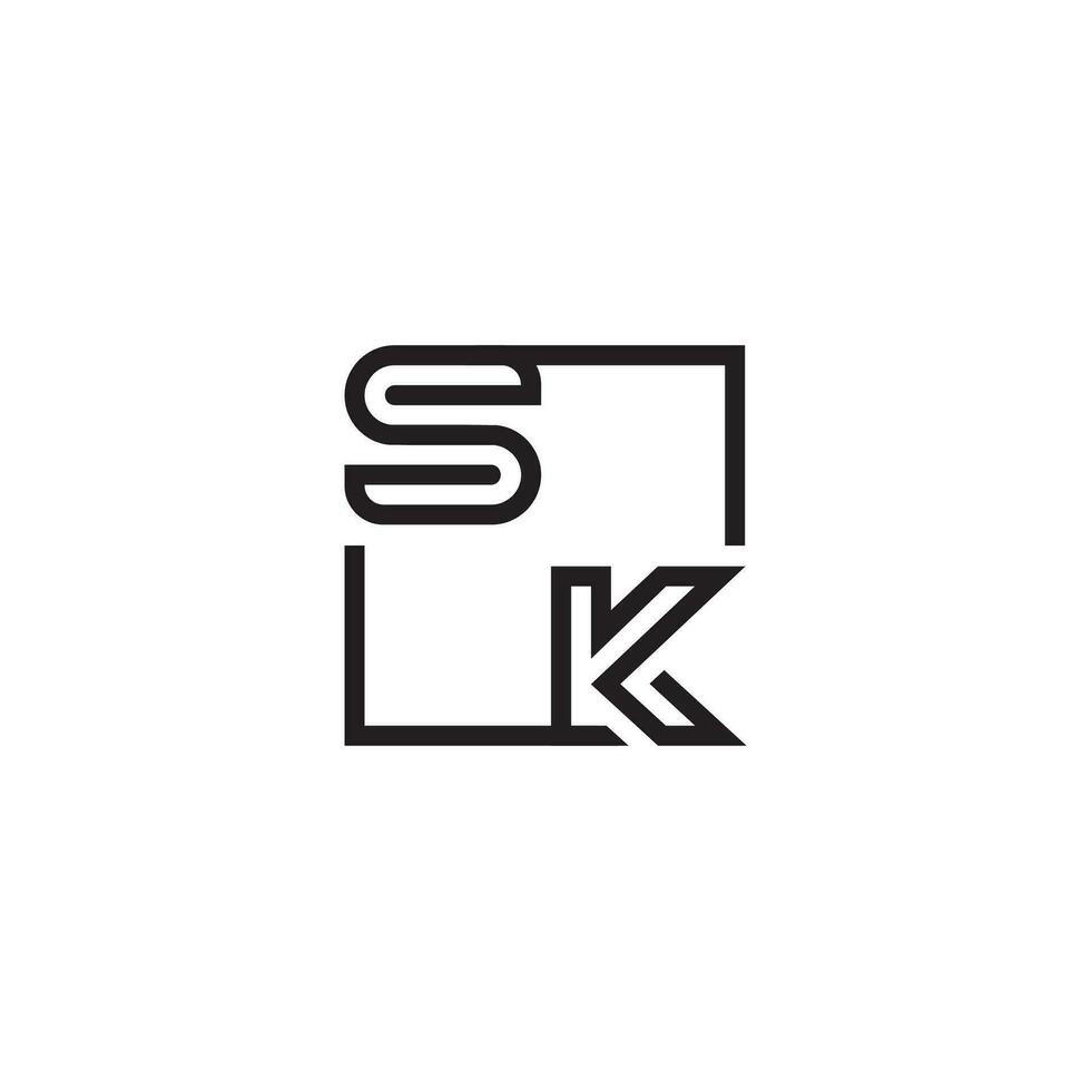 SK futuristic in line concept with high quality logo design vector