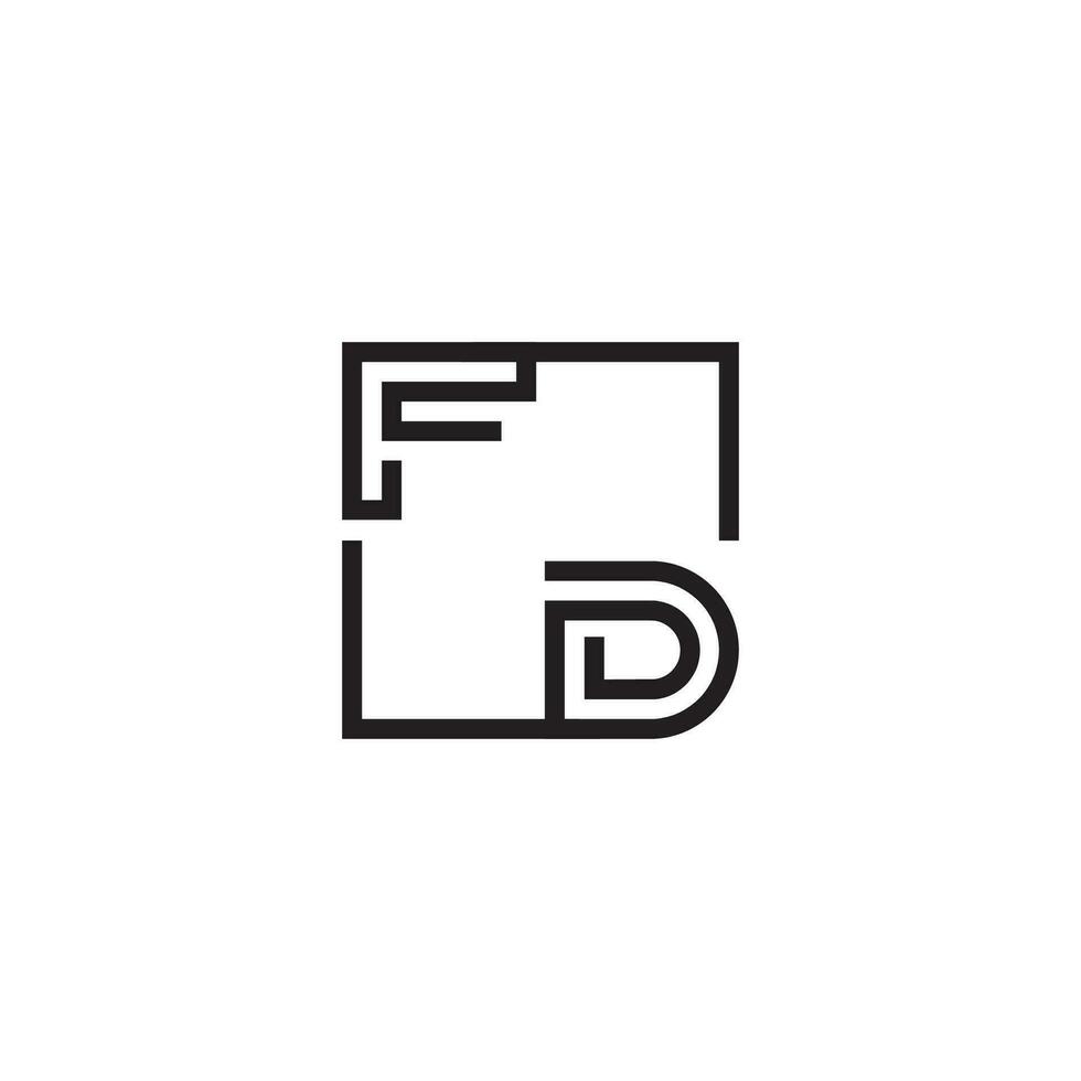 FD futuristic in line concept with high quality logo design vector