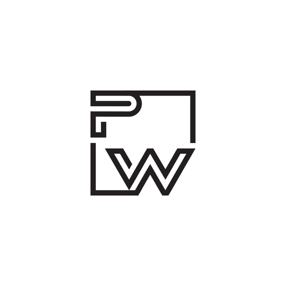 PW futuristic in line concept with high quality logo design vector