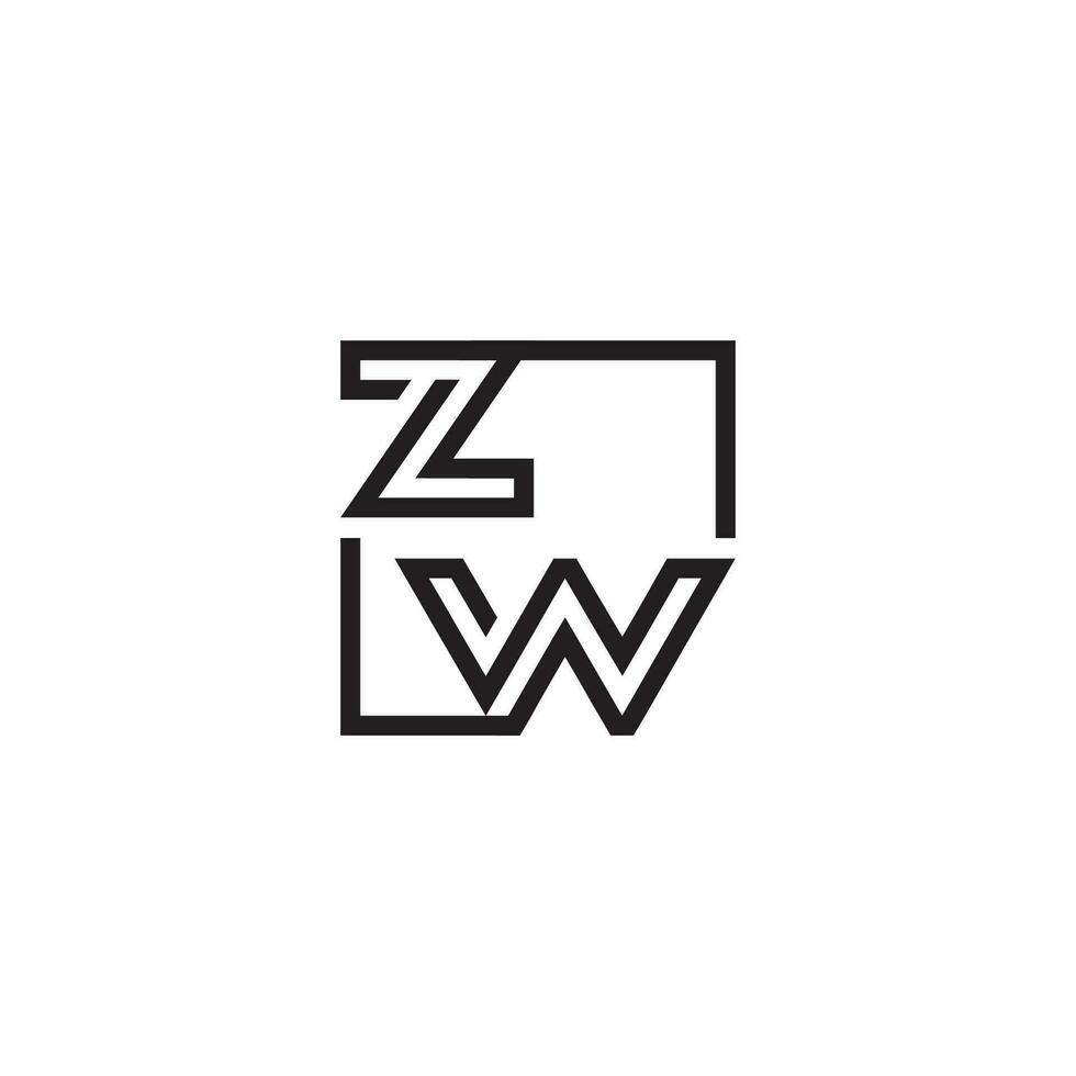 ZW futuristic in line concept with high quality logo design vector