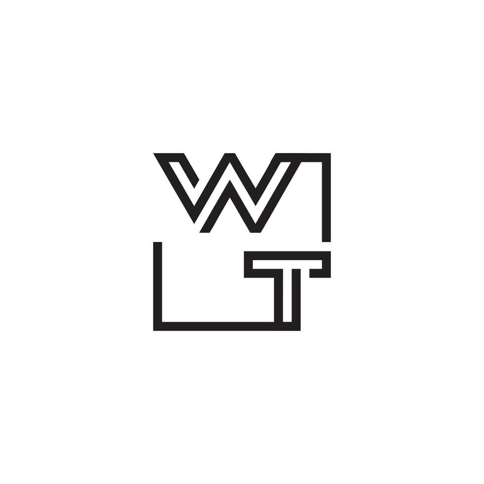 WT futuristic in line concept with high quality logo design vector