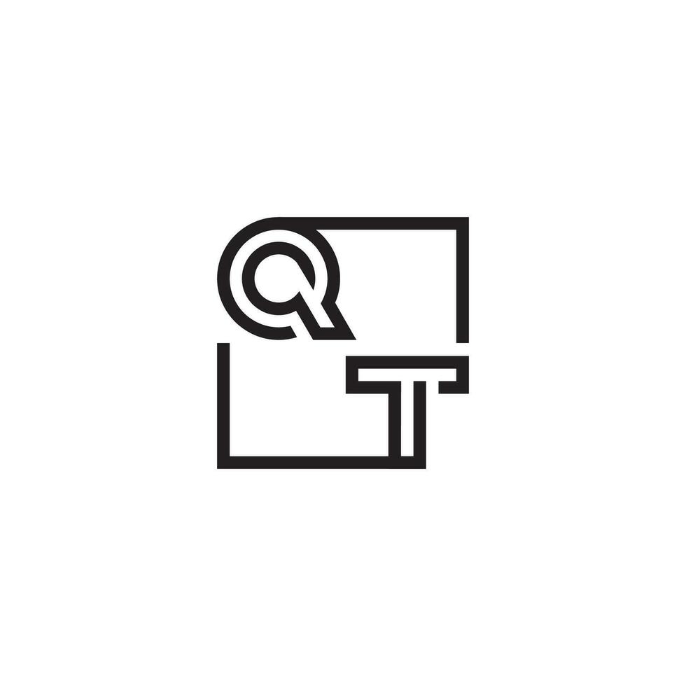 QT futuristic in line concept with high quality logo design vector