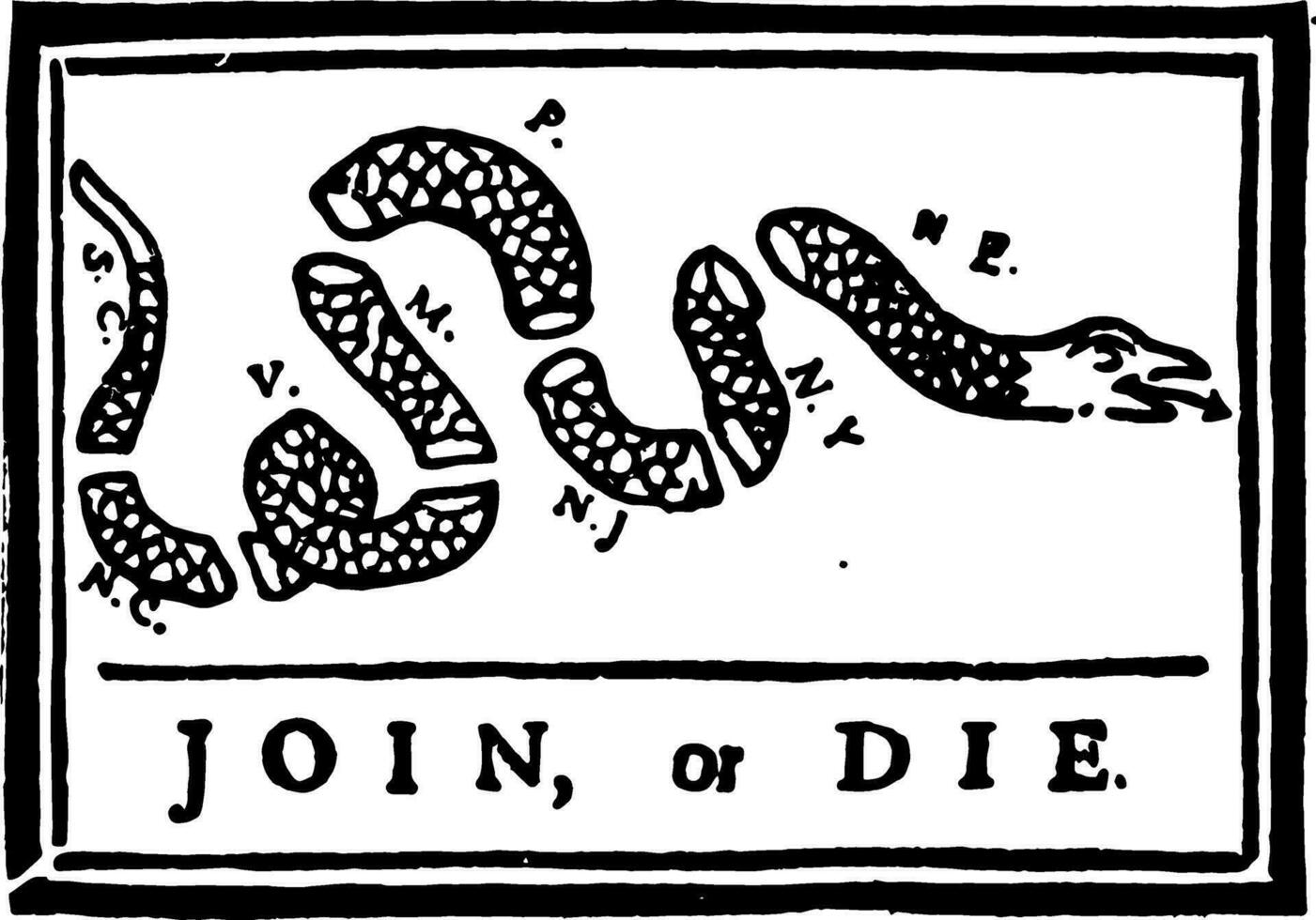 Join or Die vintage illustration vector