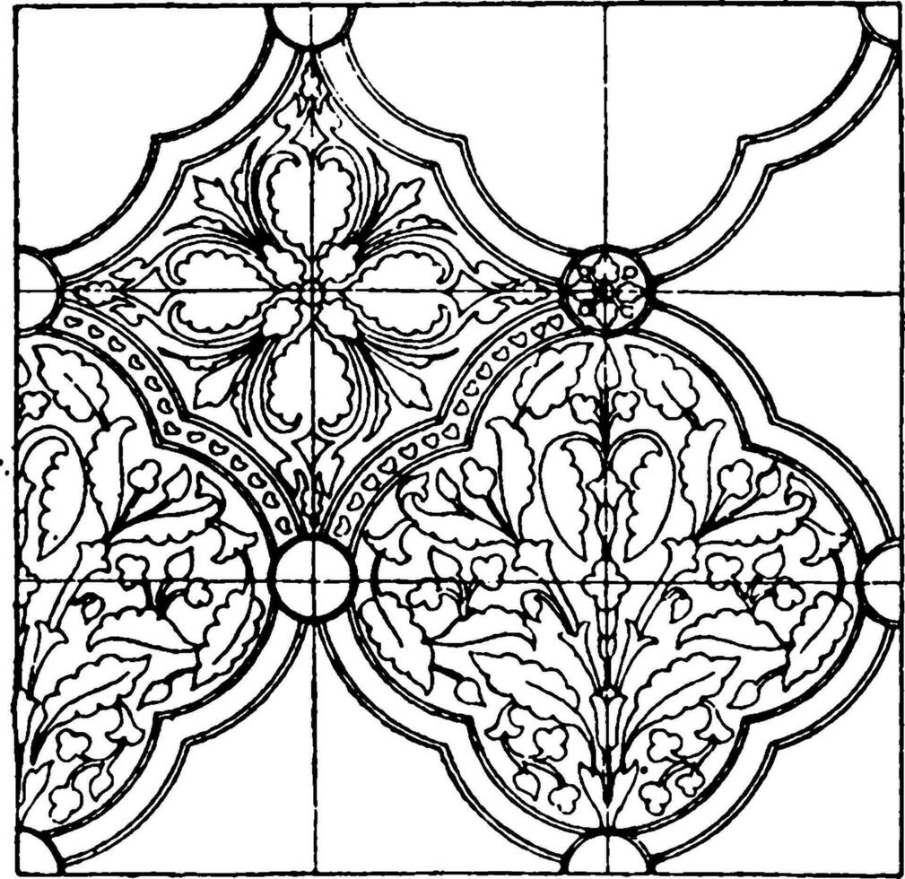 Medieval Textile Pattern is a richly embroidered pattern, vintage engraving. vector