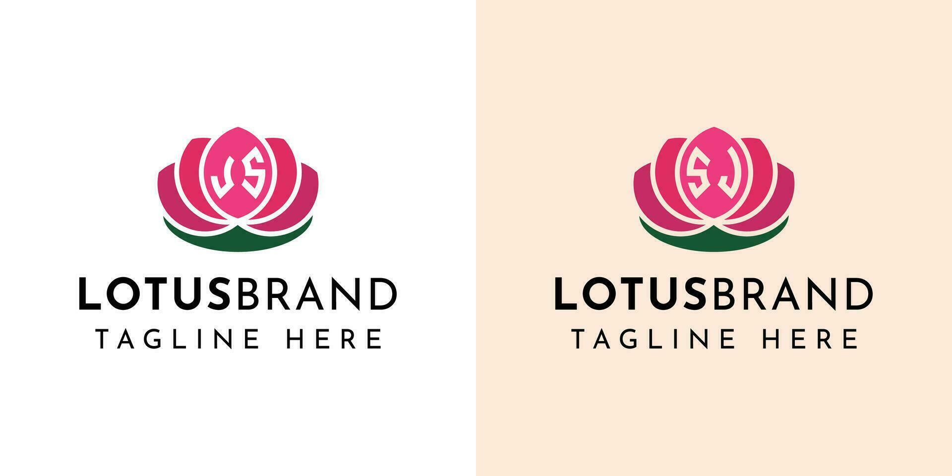 Letter JS and SJ Lotus Logo Set, suitable for business related to lotus flowers with JS or SJ initials. vector