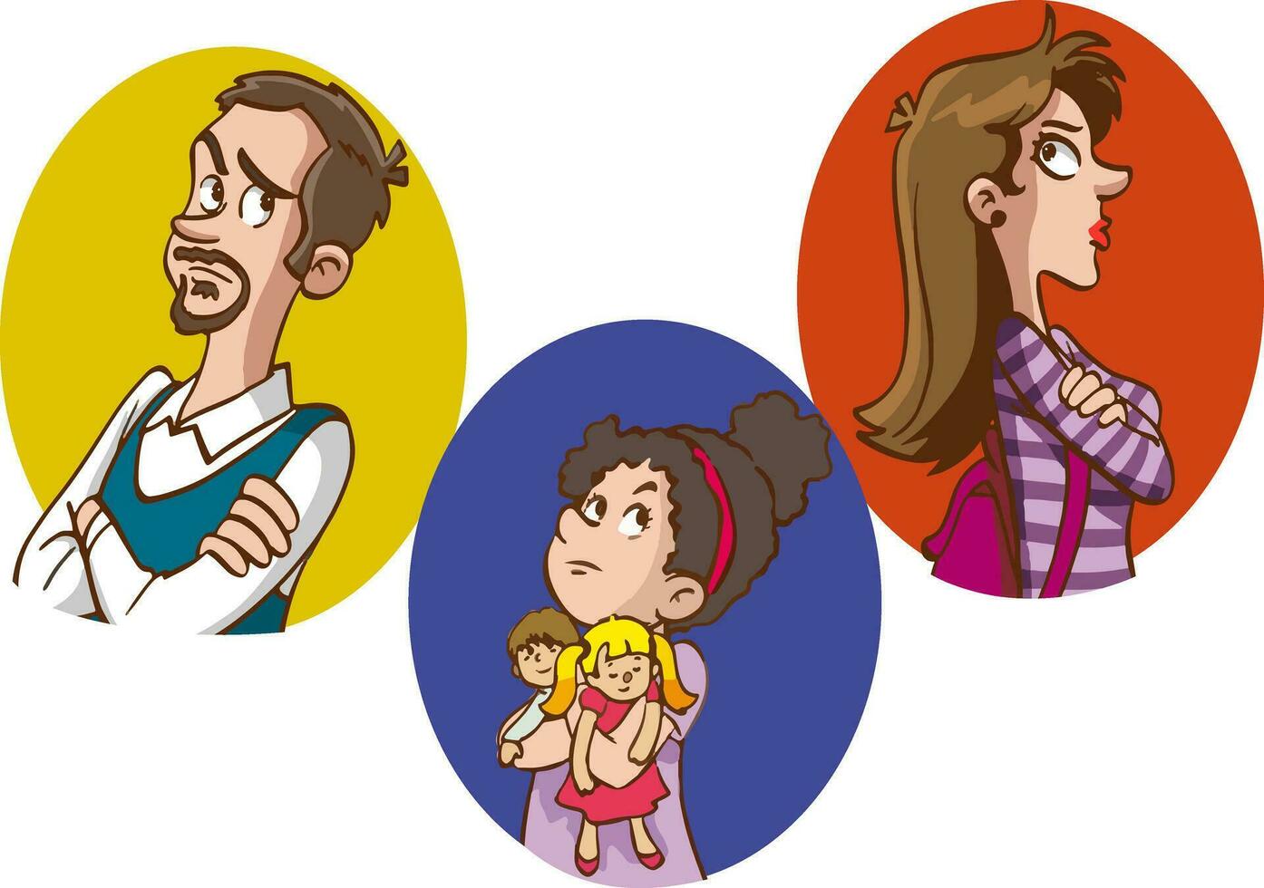 vector ilustración de un familia teniendo un pelea con su niño.