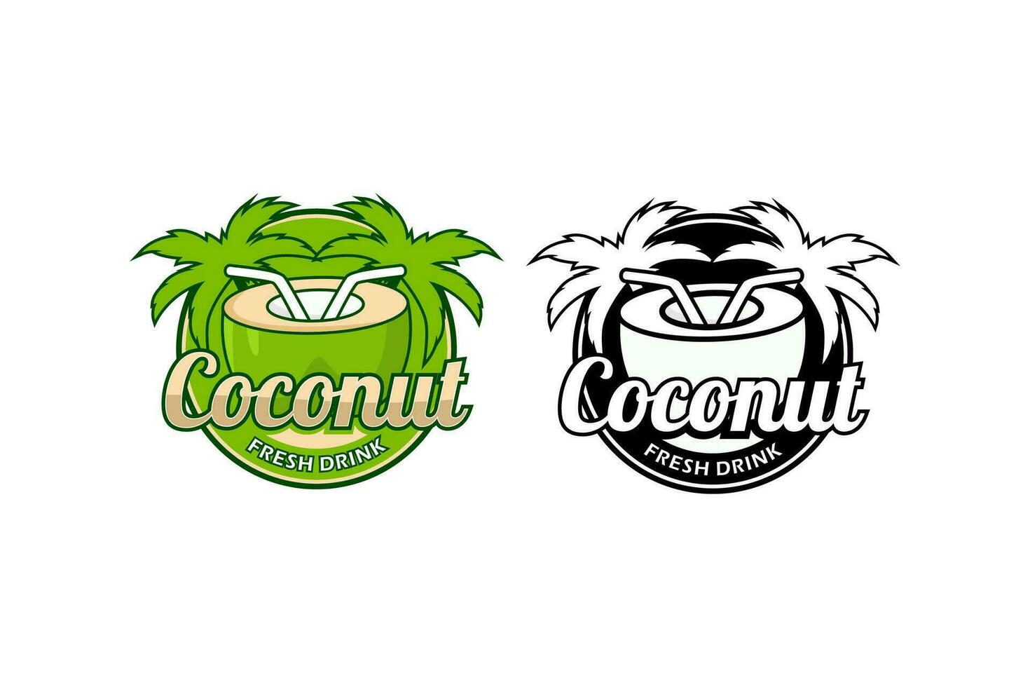 Logo coconut fresh drink design illustration template vector