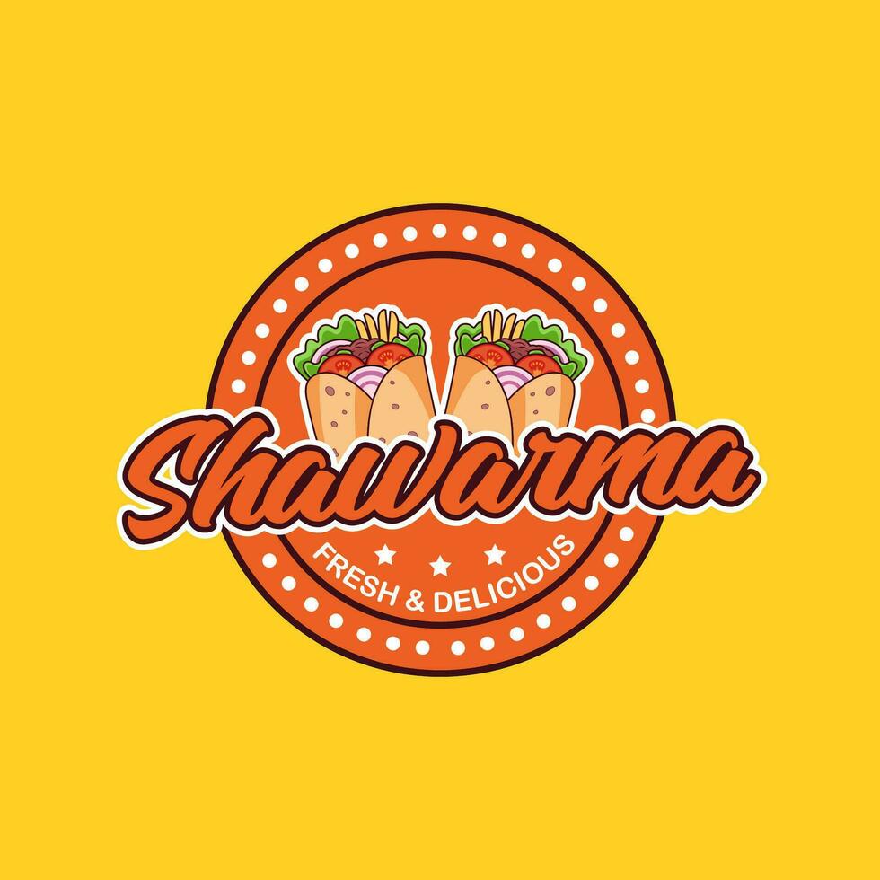 Shawarma logo design fresh and delicious vector