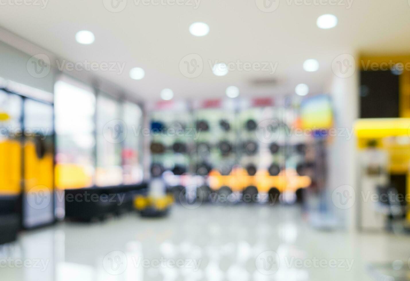 Blurred scene wheels shop decorate photo