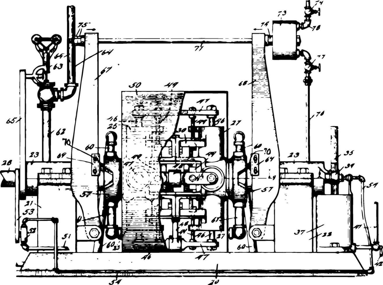 Rotary Engine vintage illustration. vector