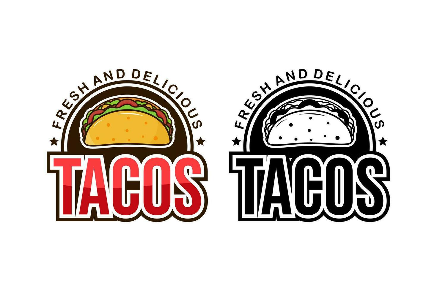 Taco shop fresh and tasty logo collection template vector