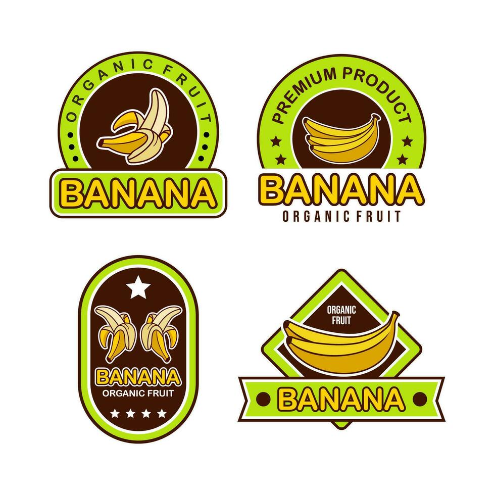 Collection illustrated banana logos template vector