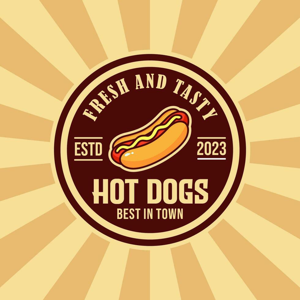 Hot dog logo badge template design vector