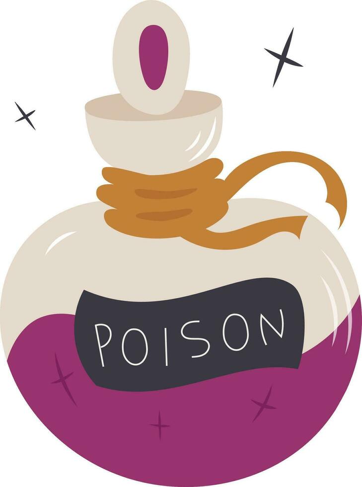 bottle of magic potion with poison in hand draw cartoon style, isolated on white.Vector. vector