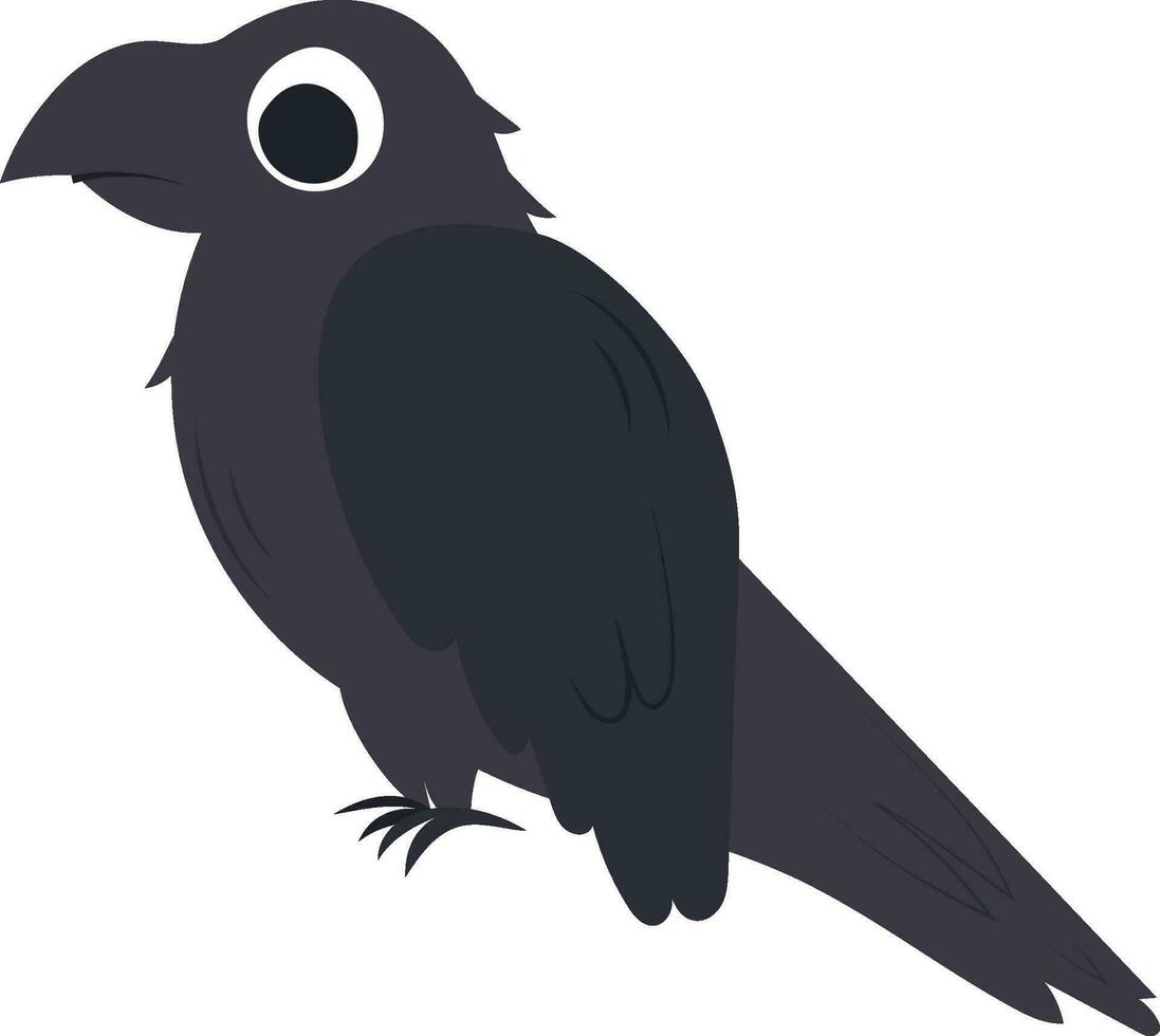 Cartoon character black raven,crow isolated on white. Vector, vector