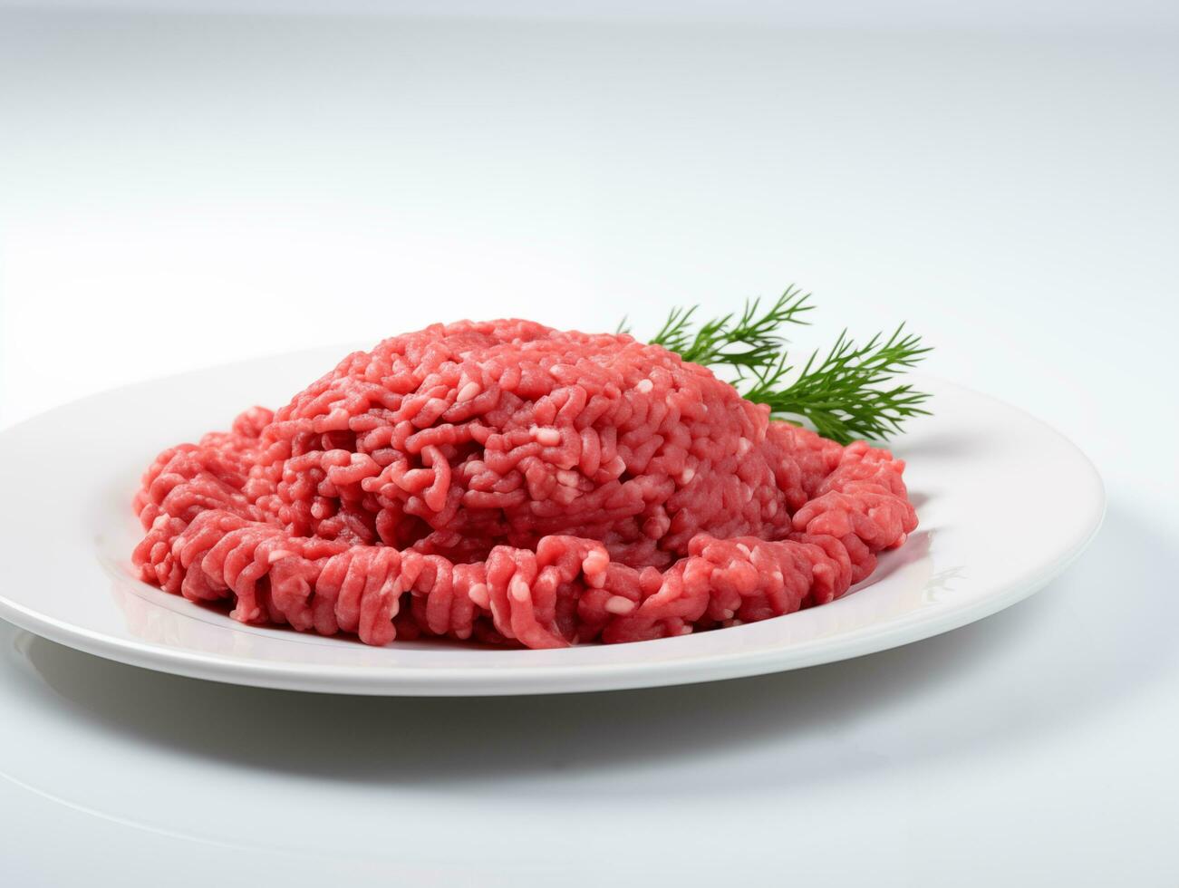 AI generated minced meat on a white plate photo