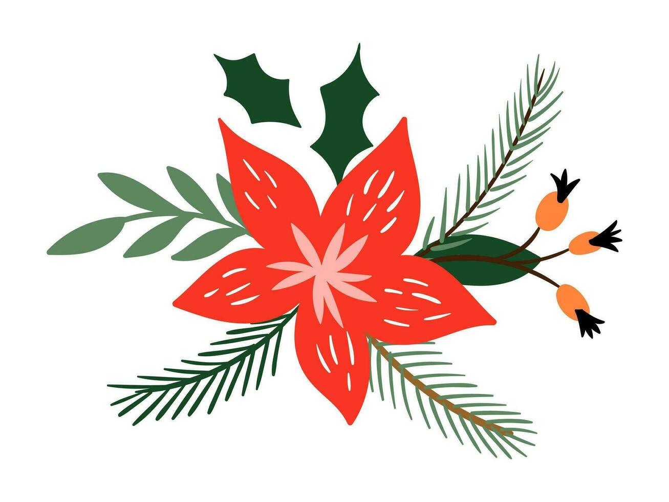 Floral Christmas Illustration Collection vector