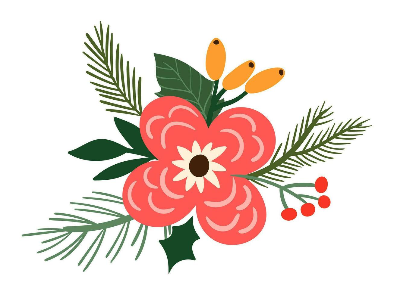 floral Navidad ilustración colección vector