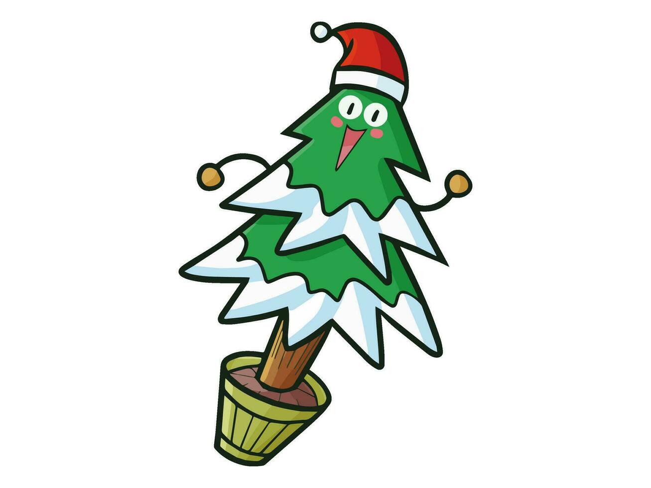 kawaii cartoon character with a santa hat on it vector