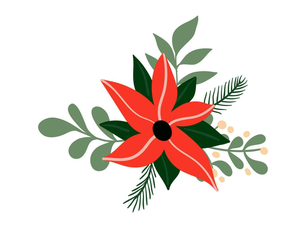 floral Navidad ilustración colección vector