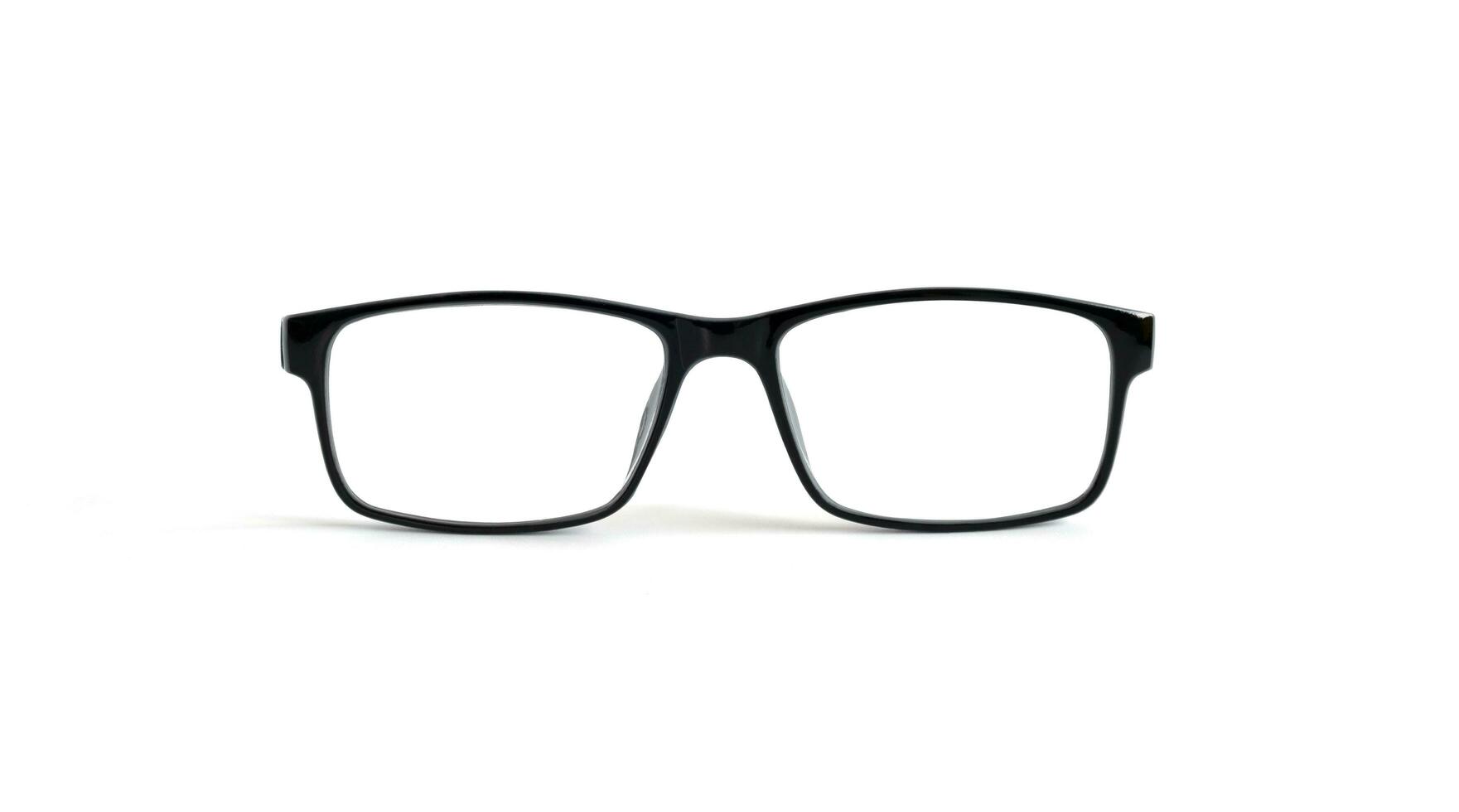 Eyeglasses with black frame, shiny. wear for eye health, isolated on white background photo