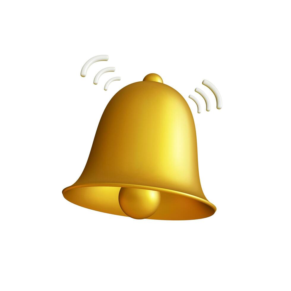 3D Bell notifications. Set of yellow bells Icon. Realistic 3d object with sound symbol. creative conceptual symbol of notifications. 3d render illustration photo