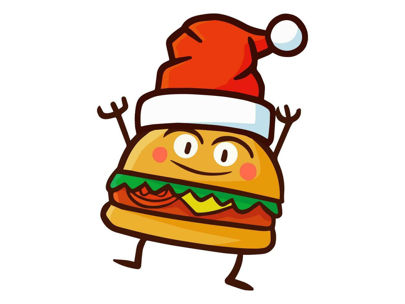 un dibujos animados comida con un Papa Noel sombrero vector