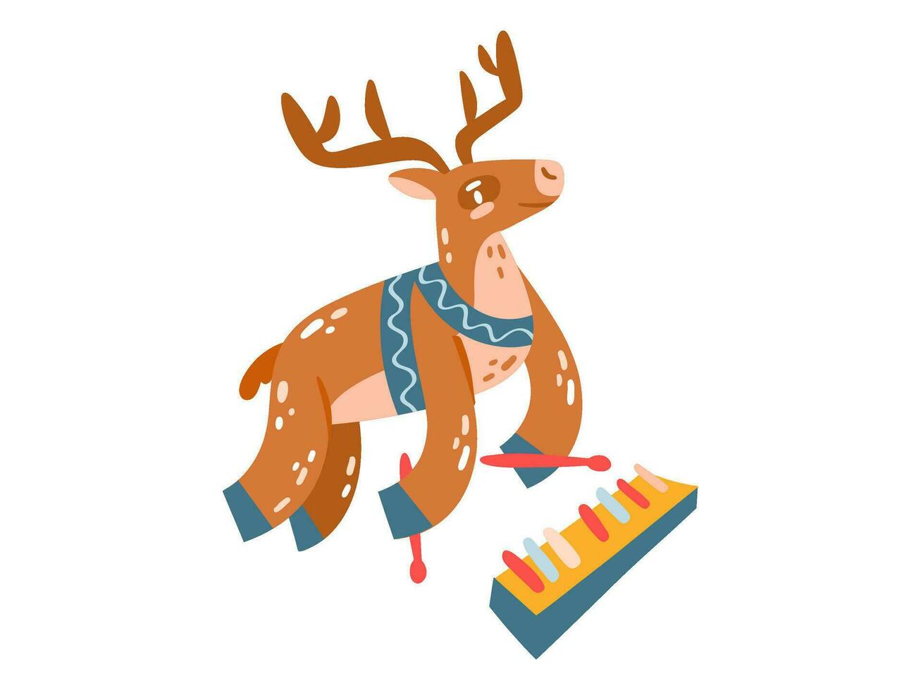 a cartoon reindeer with a toy keyboard vector