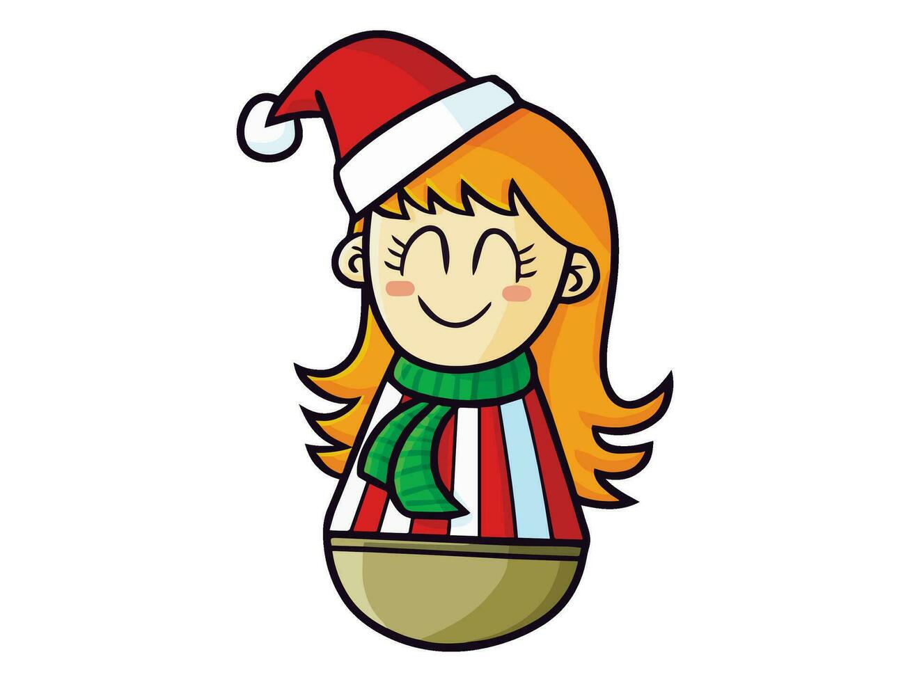 kawaii cartoon character with a santa hat on it vector