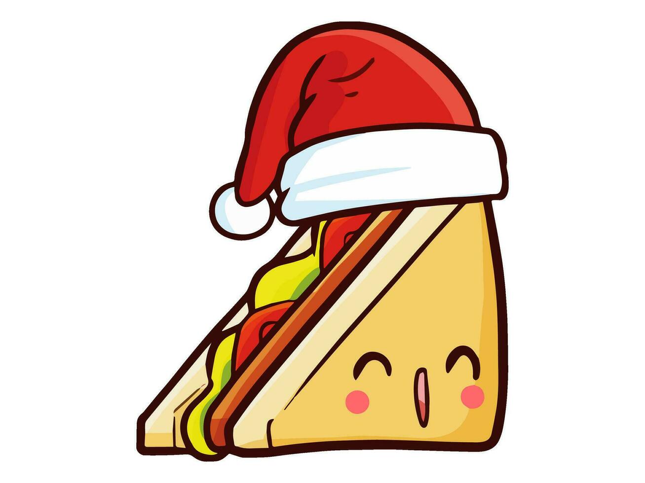 un dibujos animados comida con un Papa Noel sombrero vector