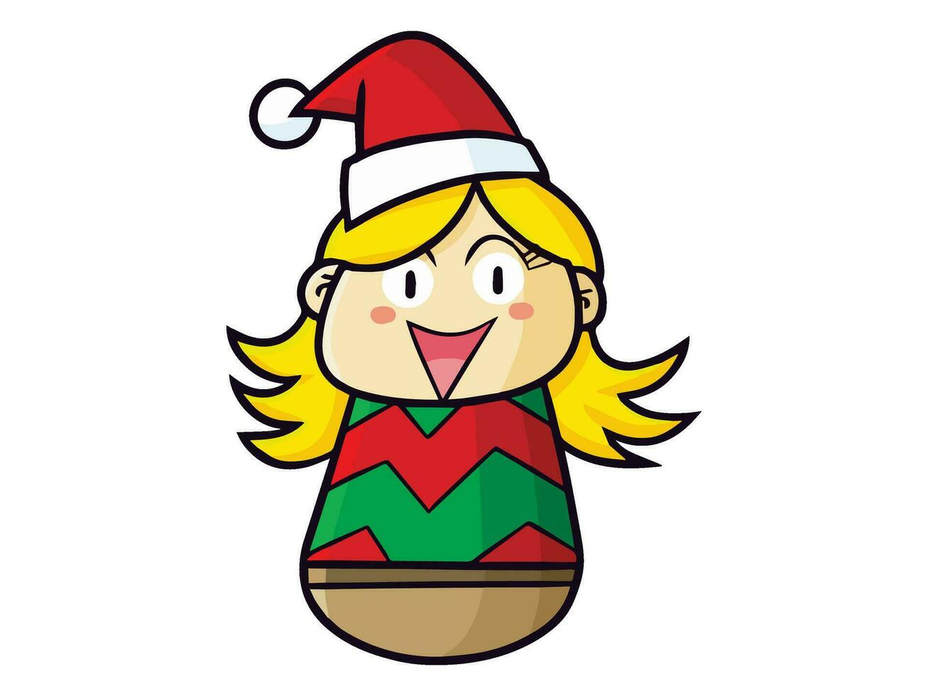 kawaii cartoon character with a santa hat on it vector