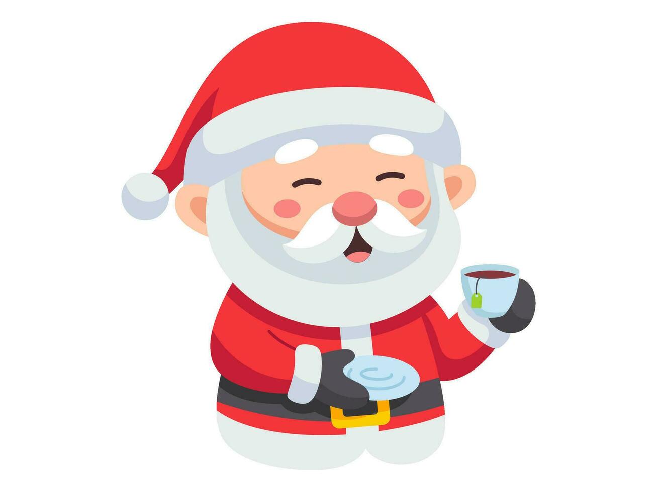 santa claus chibi sticker element christmas illustration collection vector
