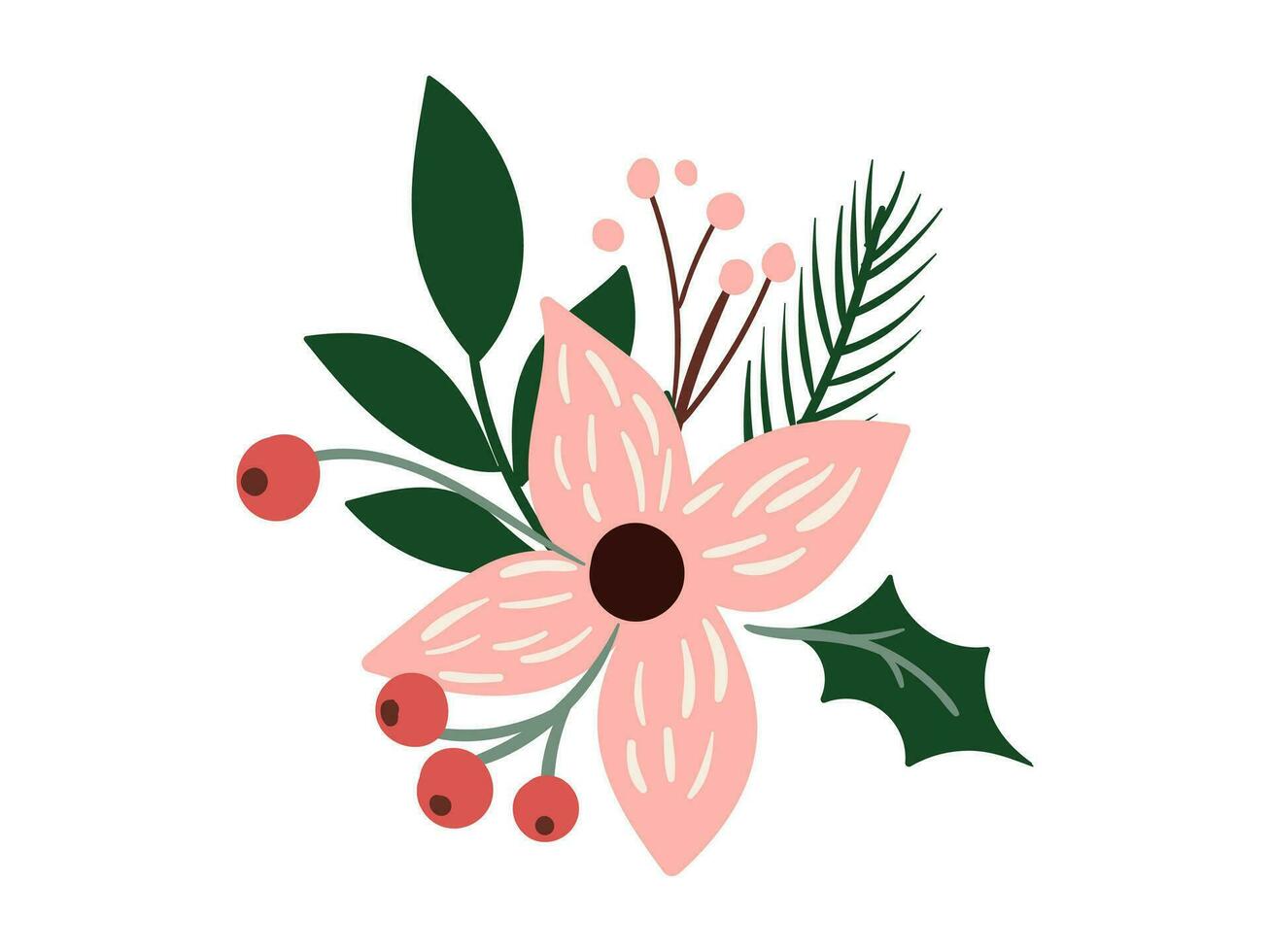 Floral Christmas Illustration Collection vector
