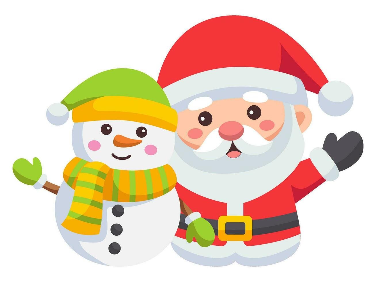 santa claus chibi sticker element christmas illustration collection vector