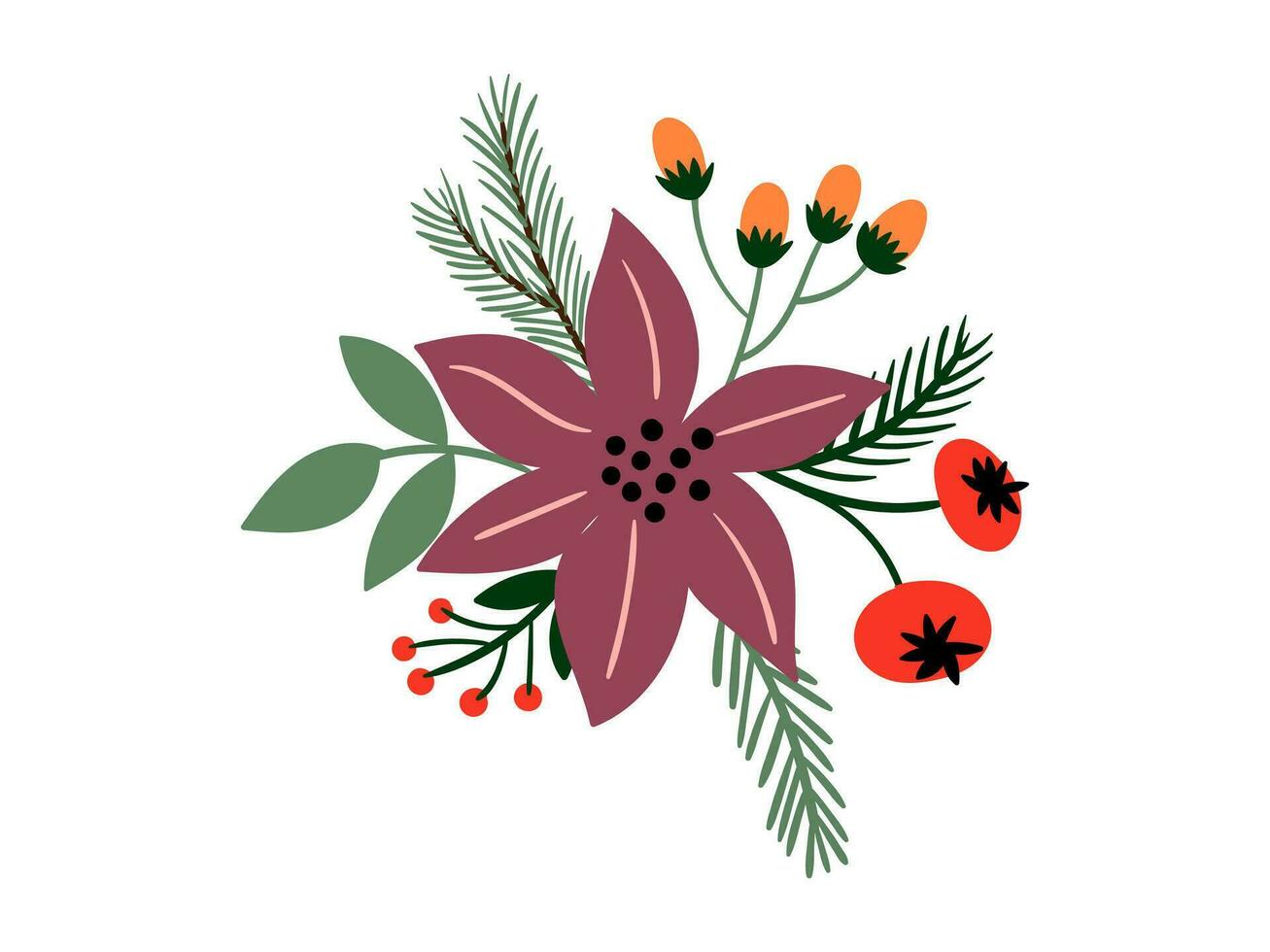floral Navidad ilustración colección vector