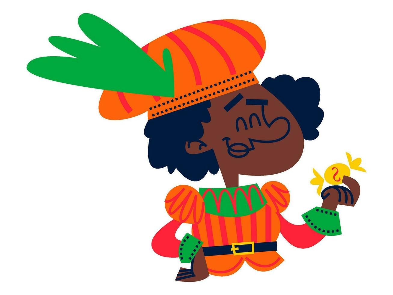 sinterklaas character dressed in an orange and green outfit vector