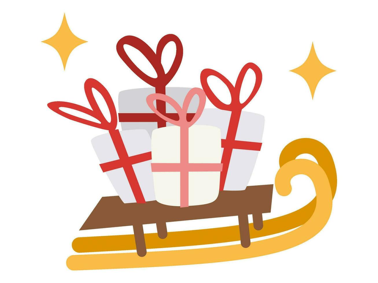 gift box with red ribbon and star christmas vector illustration collection