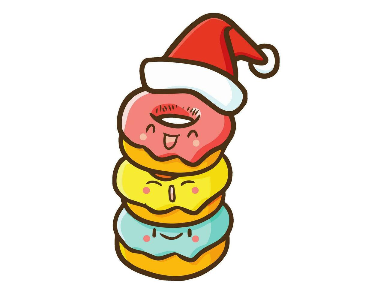 un dibujos animados comida con un Papa Noel sombrero vector