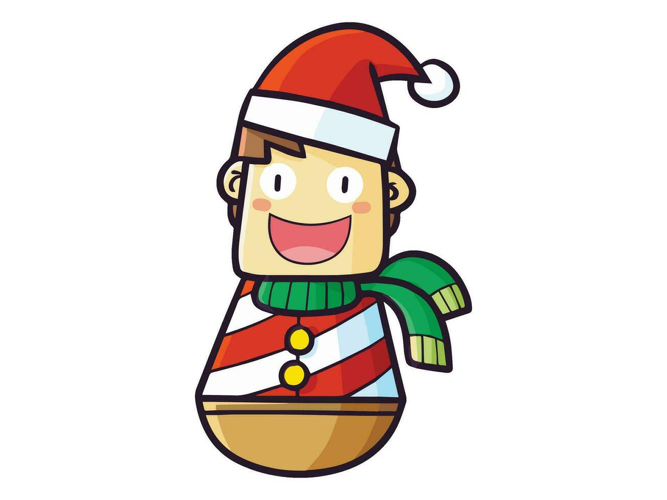 kawaii cartoon character with a santa hat on it vector