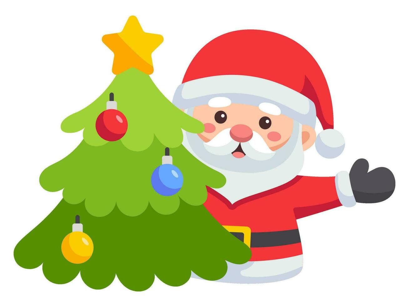 santa claus chibi sticker element christmas illustration collection vector