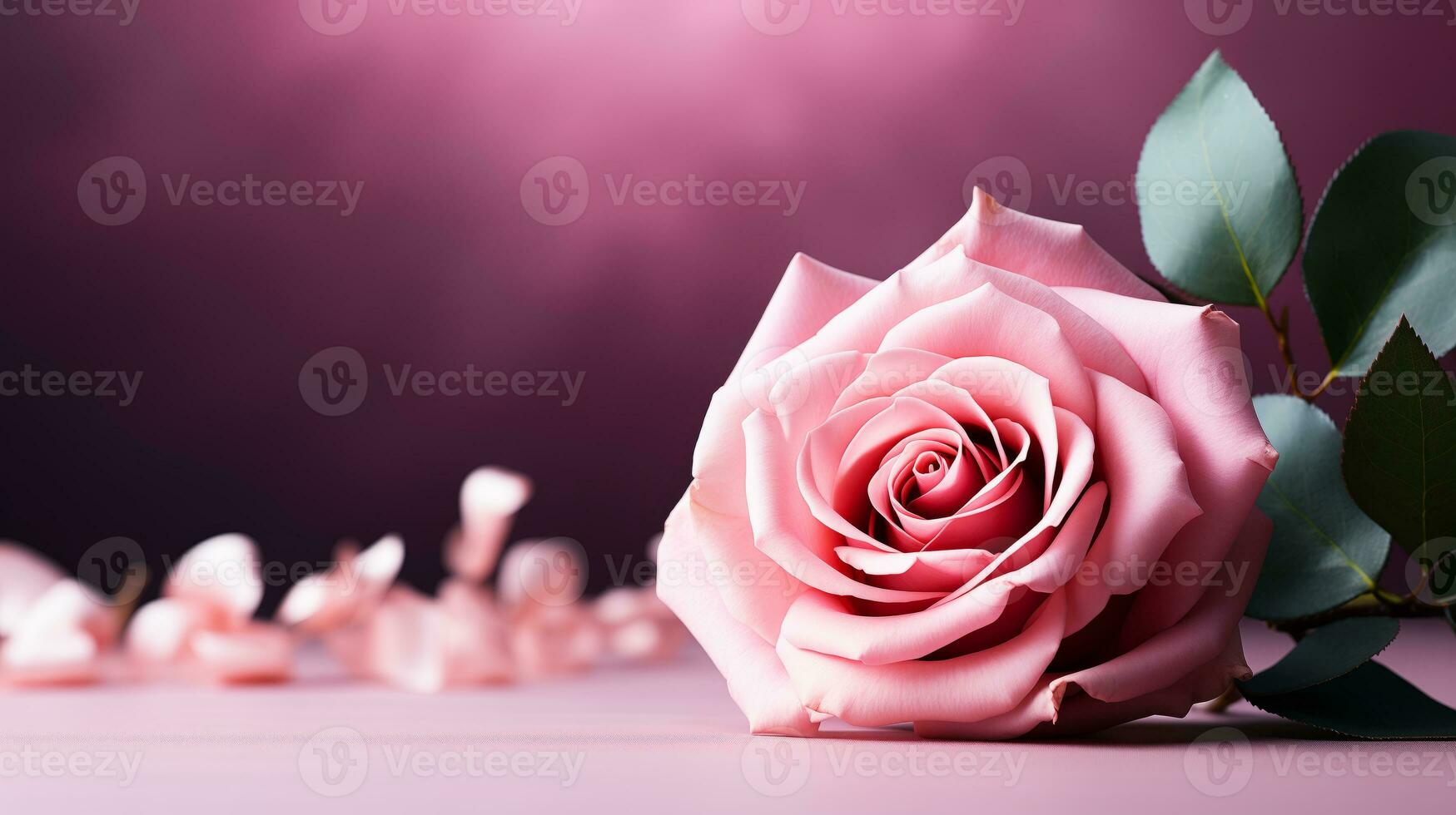 AI generated Two parrots on a branch with pink flowers in the background. Valentine's Day. photo