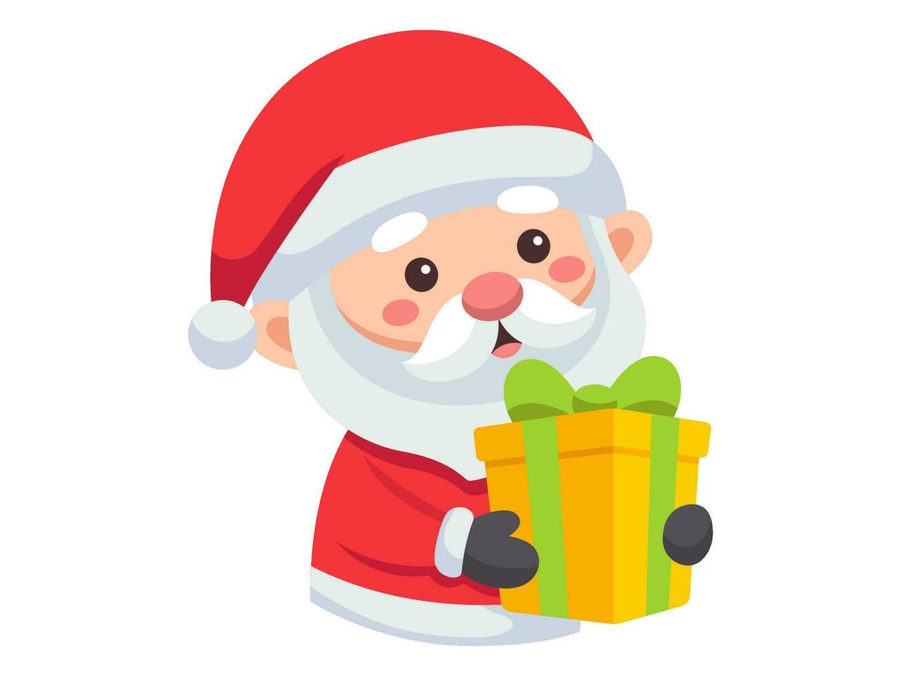 santa claus chibi sticker element christmas illustration collection vector