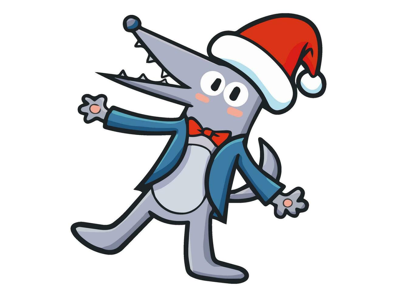 a cartoon animal wearing a santa hat vector