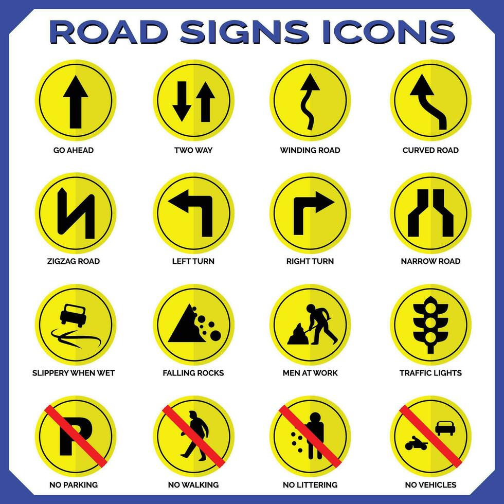 vector graphics for road signs collection round shape