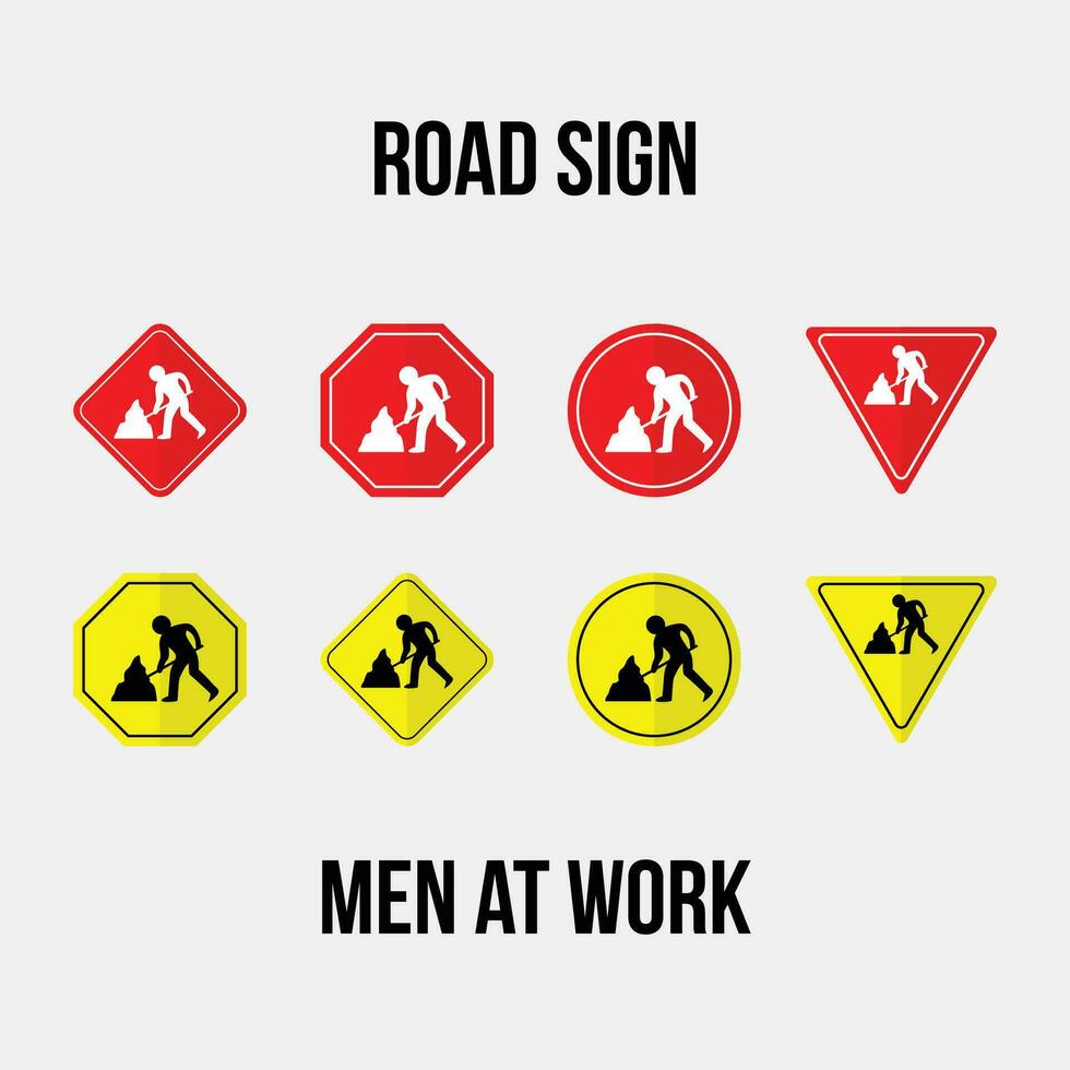 men at work road sign vector collection