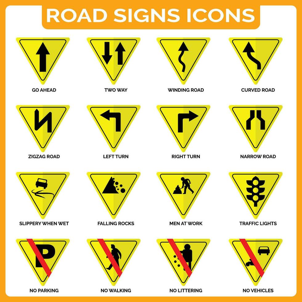 vector graphics for road signs collection triangle shape