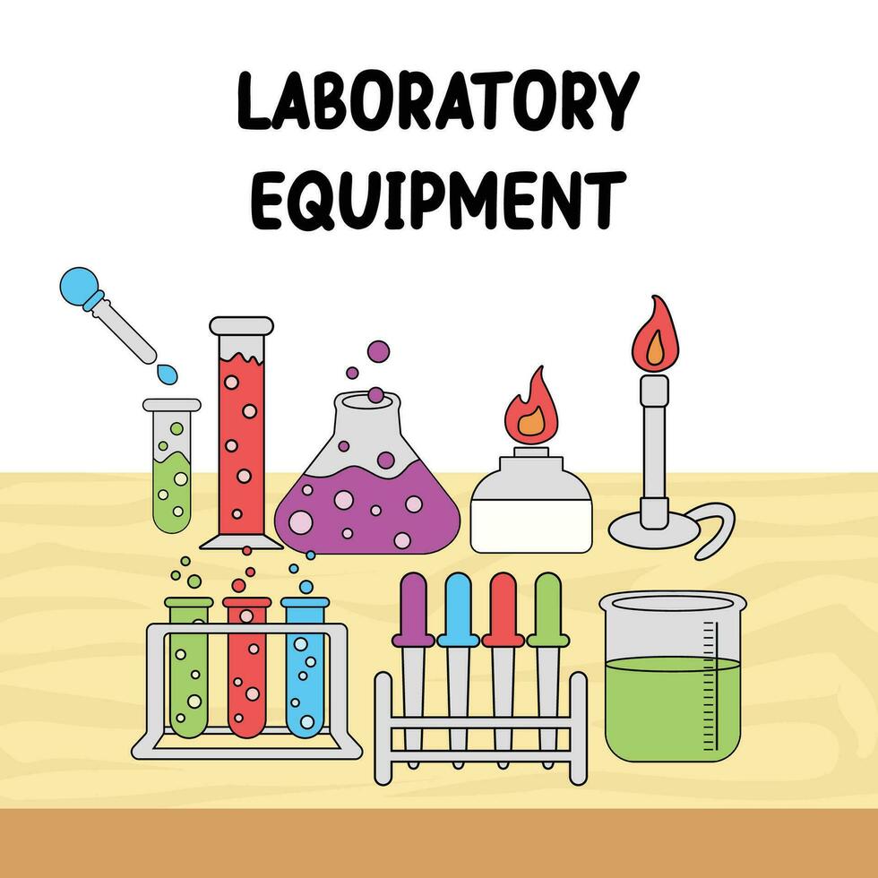 laboratory tools and equipment vector set