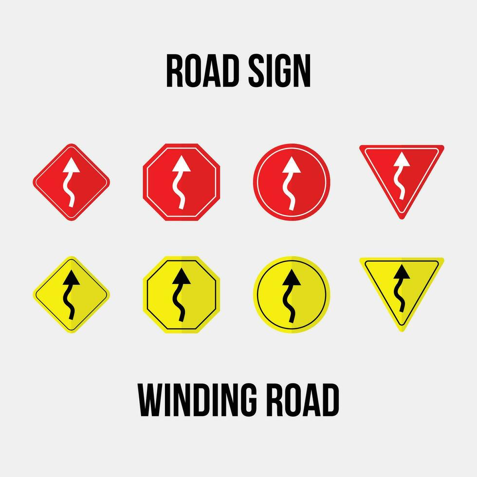 winding road road sign vector collection