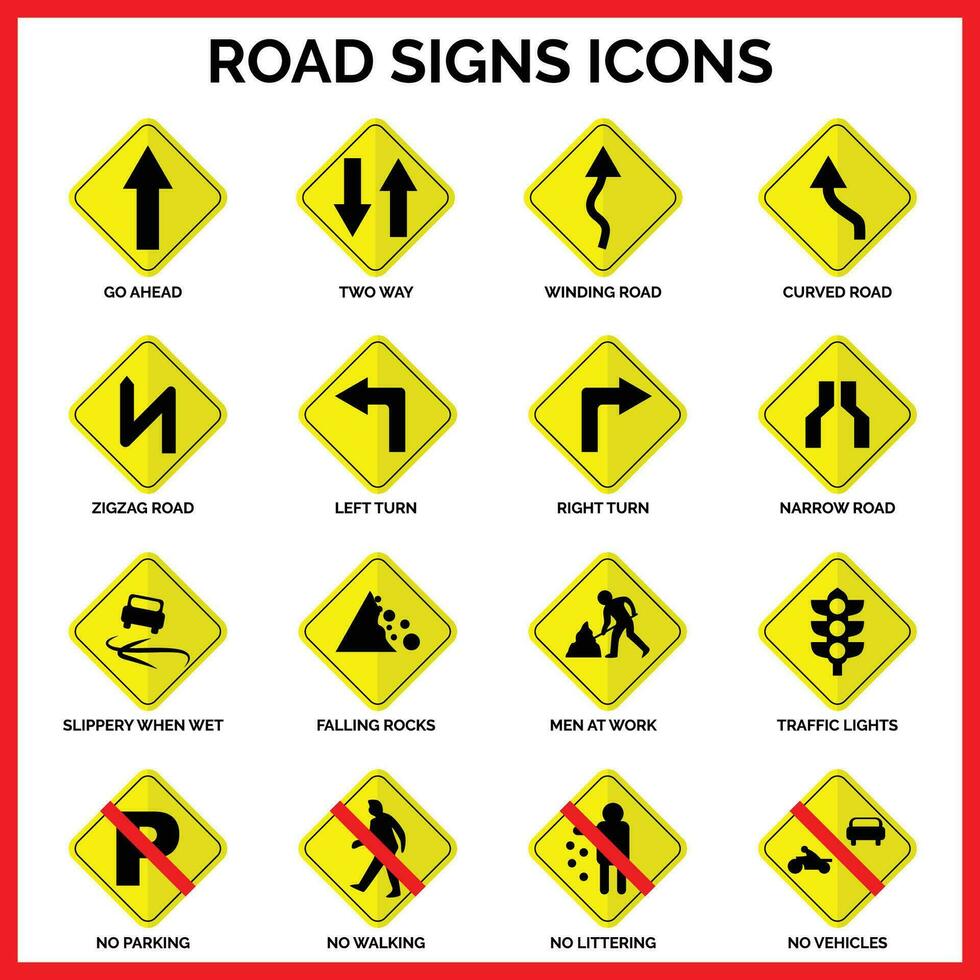 vector graphics for road signs collection diamond shape