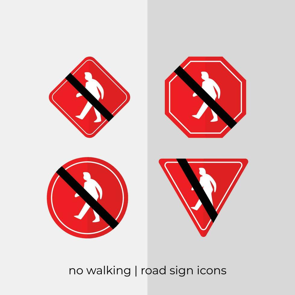 different no walking road sign vector collection in red icons